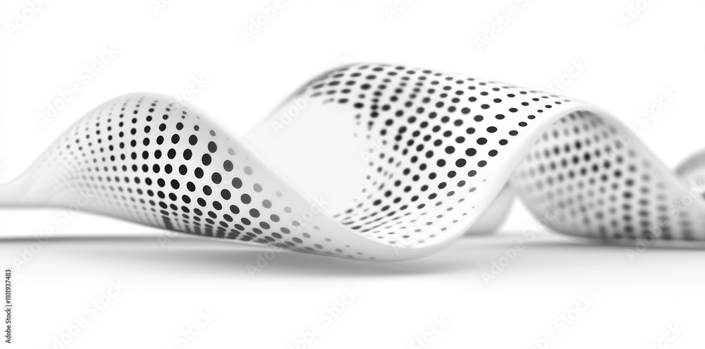 Aufkleber the particles in motion form a wave pattern with a halftone gradient of black and white dots.