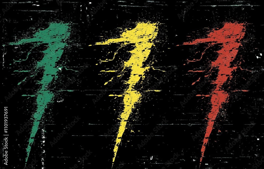 Poster an abstract backdrop adorned with a zigzag pattern in jamaican colors