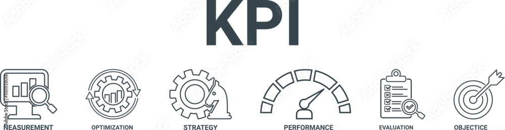 Poster kpi web banner icon vector illustration concept for key performance indicator in the business metric
