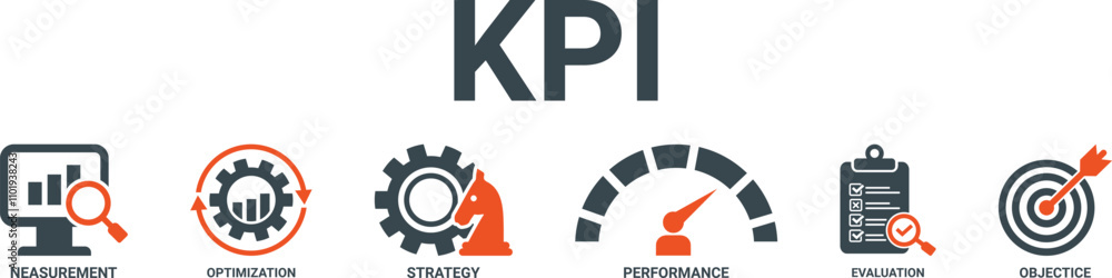 Poster kpi web banner icon vector illustration concept for key performance indicator in the business metric