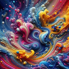 Fluid Dynamics Simulation Colorful liquids with different viscos
