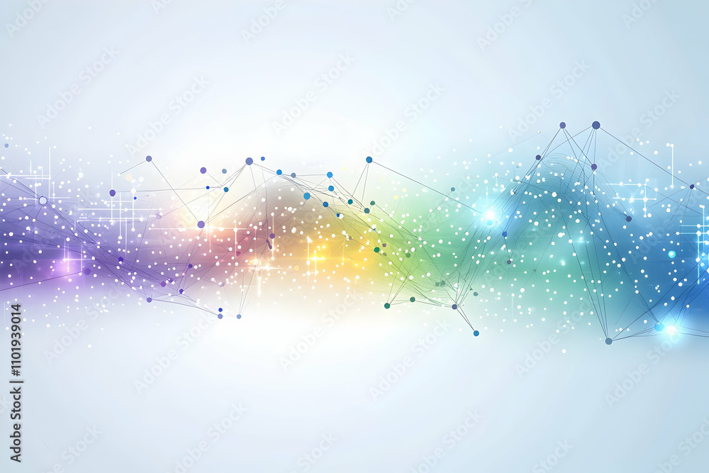 Poster Abstract vector background with interconnected dots and lines, symbolizing a global network connection in technology or science