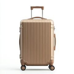 Fototapeta premium Metallic Gold Travel Suitcase with Smooth Wheels for Convenience