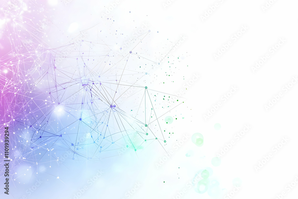 Poster Abstract vector background with interconnected dots and lines, symbolizing a global network connection in technology or science