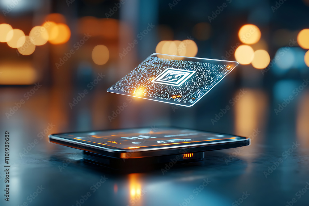 Poster innovative payment solution urban setting digital interface high-tech environment futuristic viewpoi