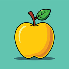 Yellow Apple Fruit Cartoon Vector Icon Illustration - Isolated Food Object - Food Object Icon