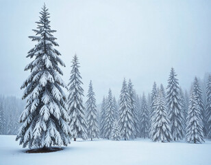 Fototapeta premium winter forest with snow