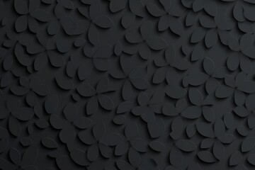 Fototapeta premium An elegant black floral damask seamless pattern tile with delicate and sophisticated monochrome leaf designs against a dark backdrop, perfect for luxurious and classic design projects, backgrounds,