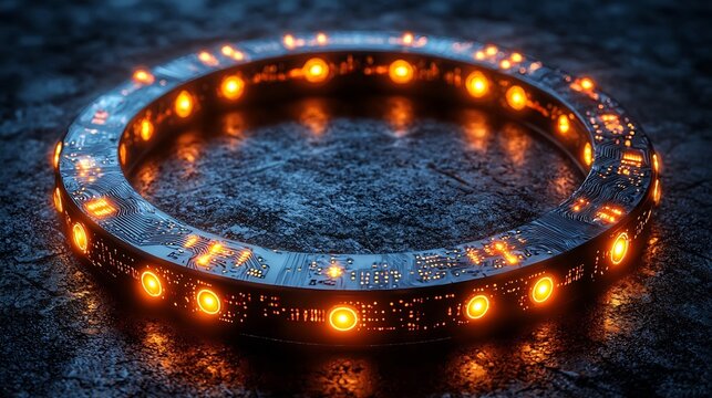 Futuristic Glowing Circuit Board Progress Bar Representing Technological Advancement