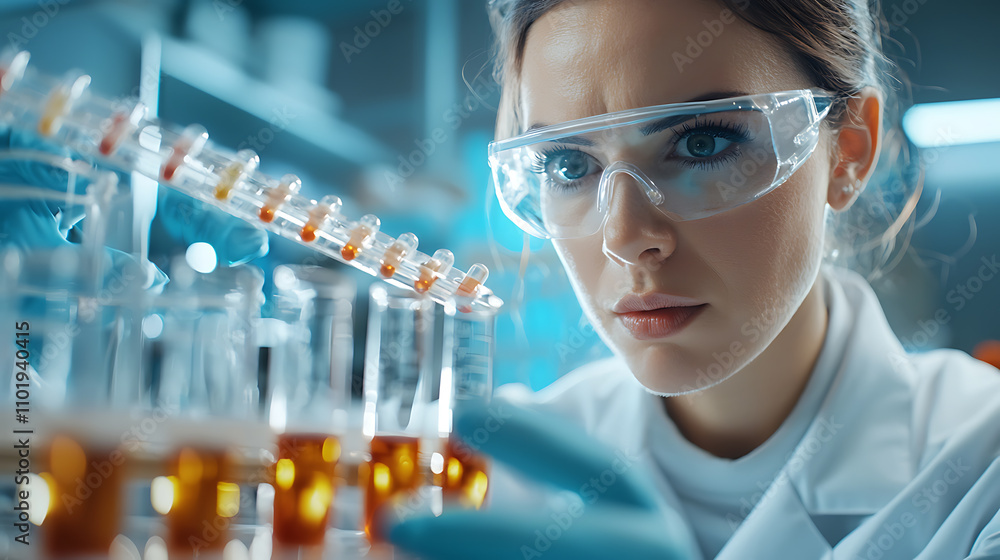 Poster laboratory research on hologram-driven gene mapping for customized medications science lab experimen