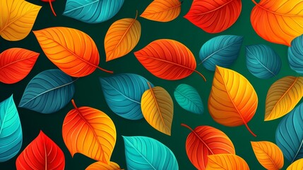 Obraz premium A contemporary flat design showcasing autumn leaves, ideal for Thanksgiving.