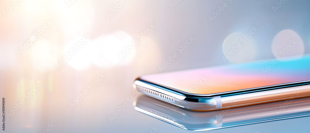 Poster holographic balance check using a soft neon digital wallet modern workspace tech innovation digital 