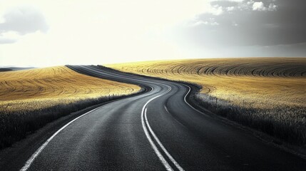Fototapeta premium Long highway visual with landscape