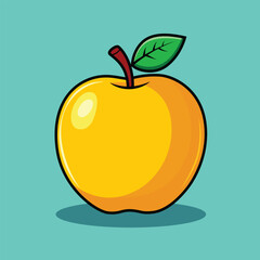 Yellow Apple Fruit Cartoon Vector Icon Illustration - Isolated Food Object - Food Object Icon