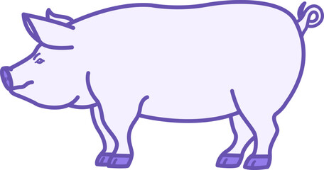 Pig Icon Colored. Vector Illustration. Artiodactyl Mammal. Agriculture, Farming. Domestic Animals Concept
