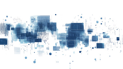 blue data digital technology abstract art isolated on transparent background