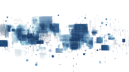 blue data digital technology abstract art isolated on transparent background