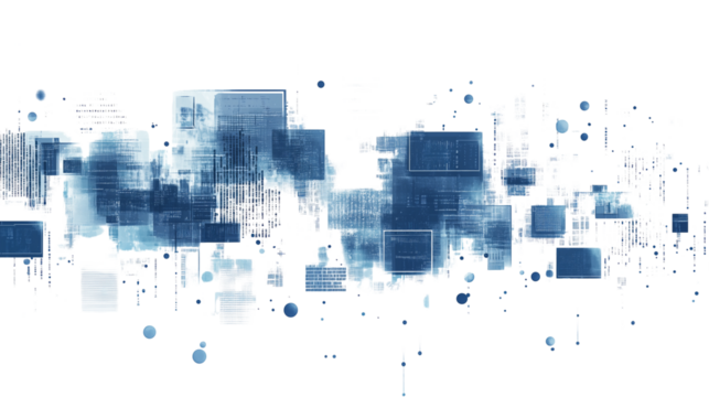 blue data digital technology abstract art isolated on transparent background