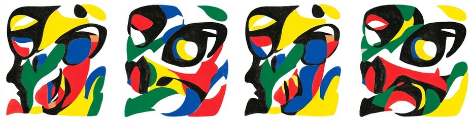 A vibrant assortment of seamless patterns. Ideal for creating a fun, abstract geometric background for children or a trendy design using collage shapes. A set of easy and playful doodle wallpaper