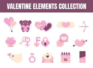Valentine elements vector illustration set