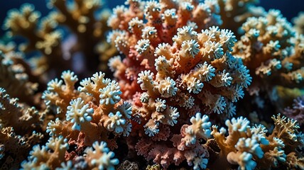 Fototapeta premium Coral Reef Macro: Textured Abstract View of a Marine Ecosystem