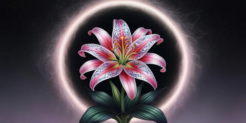Obraz premium cosmic lily flower, created by generative AI
