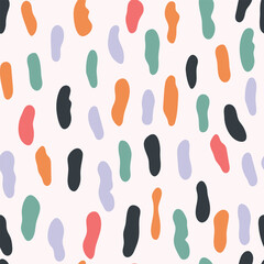 Colorful abstract spots, seamless pattern. Vector hand drawn illustration for wrapping paper, for party, card, fabric.