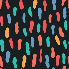 Colorful abstract spots, seamless pattern. Vector hand drawn illustration for wrapping paper, for party, card, fabric.