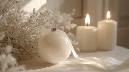 White and nacre pearl bauble and christmas decoration