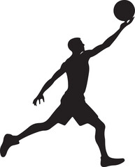 Silhouette of a man playing basketball, perfect for sports-themed projects.