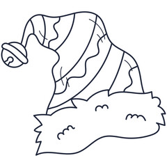 Hats Santa Claus, thin line design. Christmas hat.