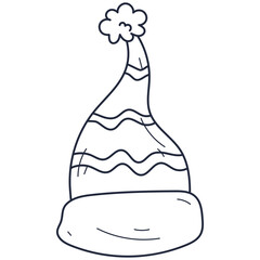 Hats Santa Claus, thin line design. Christmas hat.