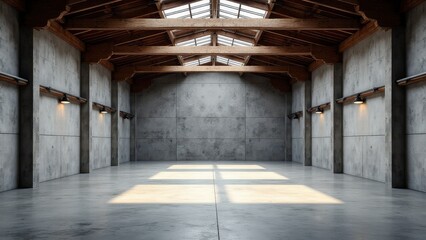 Open and expansive warehouse mockup ideal for branding or events