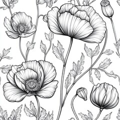 Fototapeta premium seamless pattern with poppies