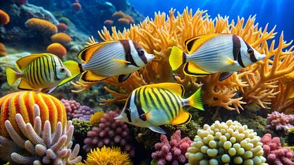 Vibrant Underwater Scene with Colorful Reef Fish