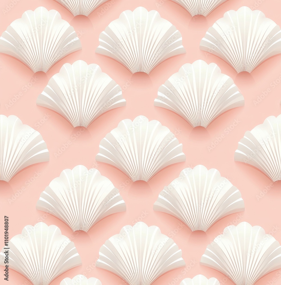 Poster a seamless background featuring an art deco-inspired sea shell texture pattern