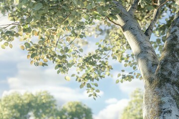 Fototapeta premium A bird is perched on a tree branch