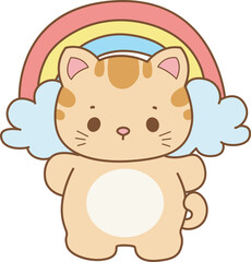 Illustration of cute kitty icon.
Funny cat in daily activities elements.
