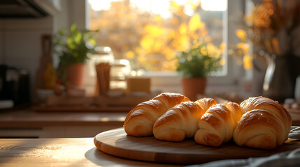 Fragrant croissants. Home baking.