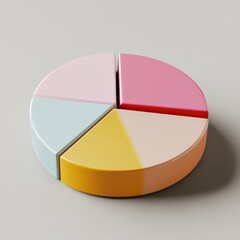 Obraz premium Colorful Pie Chart Representation on Minimalist Background