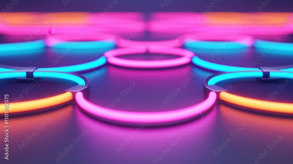 Poster dynamic neon light patterns urban studio digital art colorful environment close-up view modern aesth
