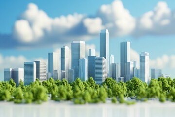 Fototapeta premium Urban landscape with greenery in the foreground