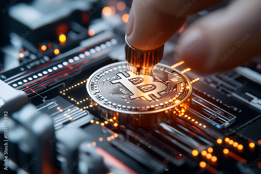 Poster advanced virtual bank interface with hologram currency technology digital finance hub futuristic env