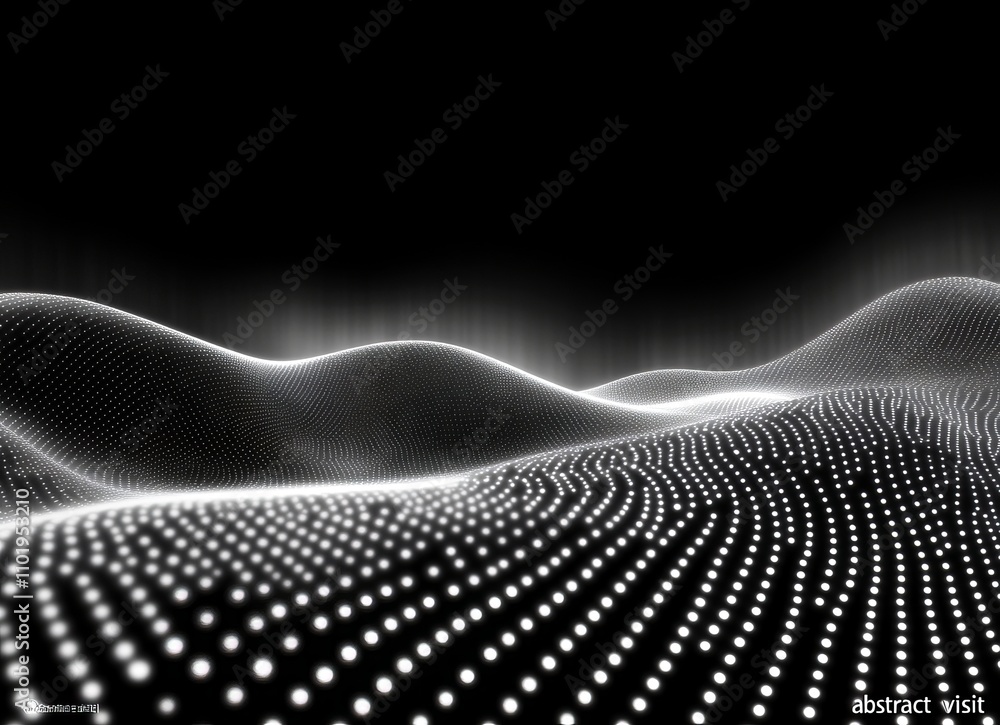 Aufkleber halftone abstract pattern featuring gray dots on a perspective background.