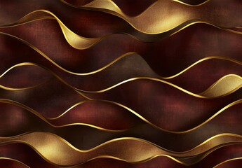 Obraz premium A seamless visual pattern. Combining dark shades and gold accents. The background consists of repeating geometric elements. Stripes create a hexagonal grid layout. The design follows linear