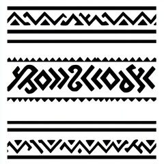 An ikat Aztec seamless design, modern and ethnic, in black and white.