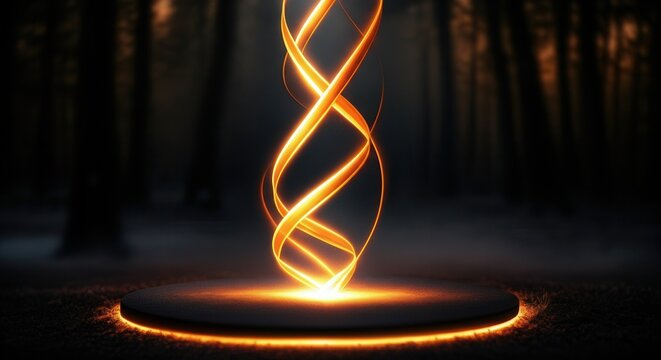 Mysterious glowing helix structure in twilight setting - Powered by Adobe