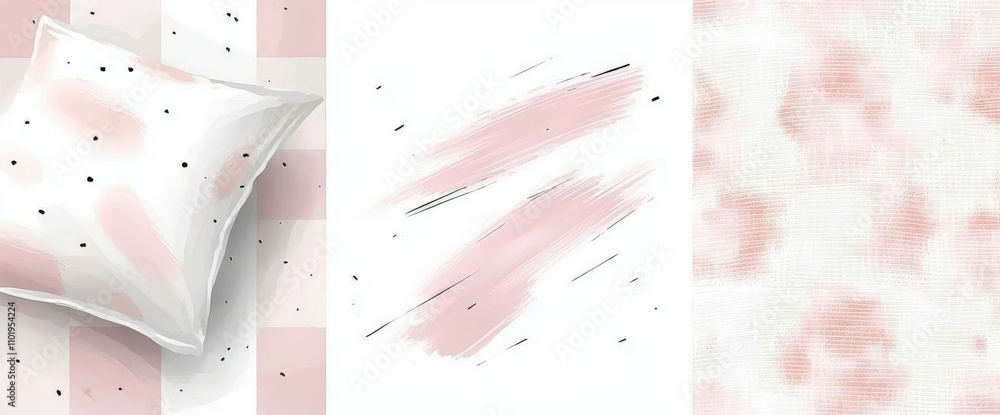 Poster modern abstract geometric prints with three distinct pink and white grid designs, perfect for use in