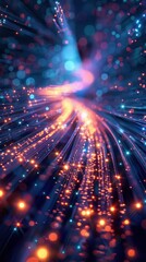 Mesmerizing cosmic explosion of vibrant luminous energy rays streams and particles in a surreal futuristic and digital space  A dynamic glowing and energetic abstract background with a sci fi fantasy