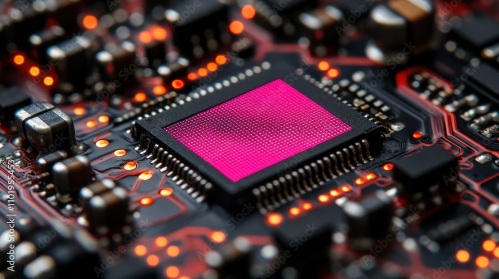 Poster cutting-edge technology chip electronics workshop high-resolution image close-up innovative design f